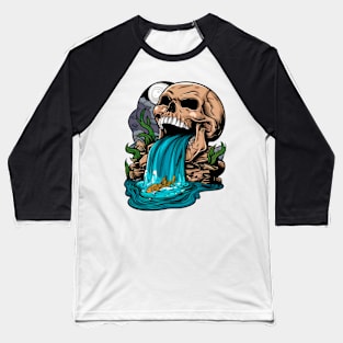 Skull Waterfall Baseball T-Shirt